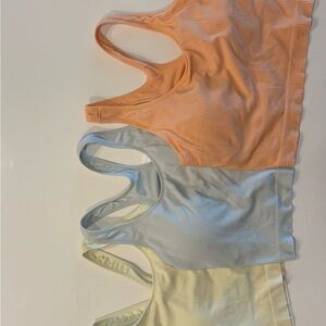 CALIA by Carrie Underwood Ribbed Tank Tops - Orange, Light Blue, Light Yellow